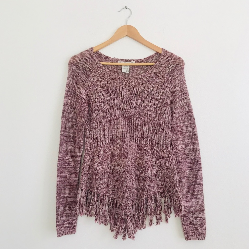 American Rag Knit Frayed Sweater Sz XS
